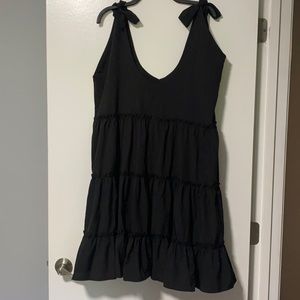 Shein black dress tiered dress